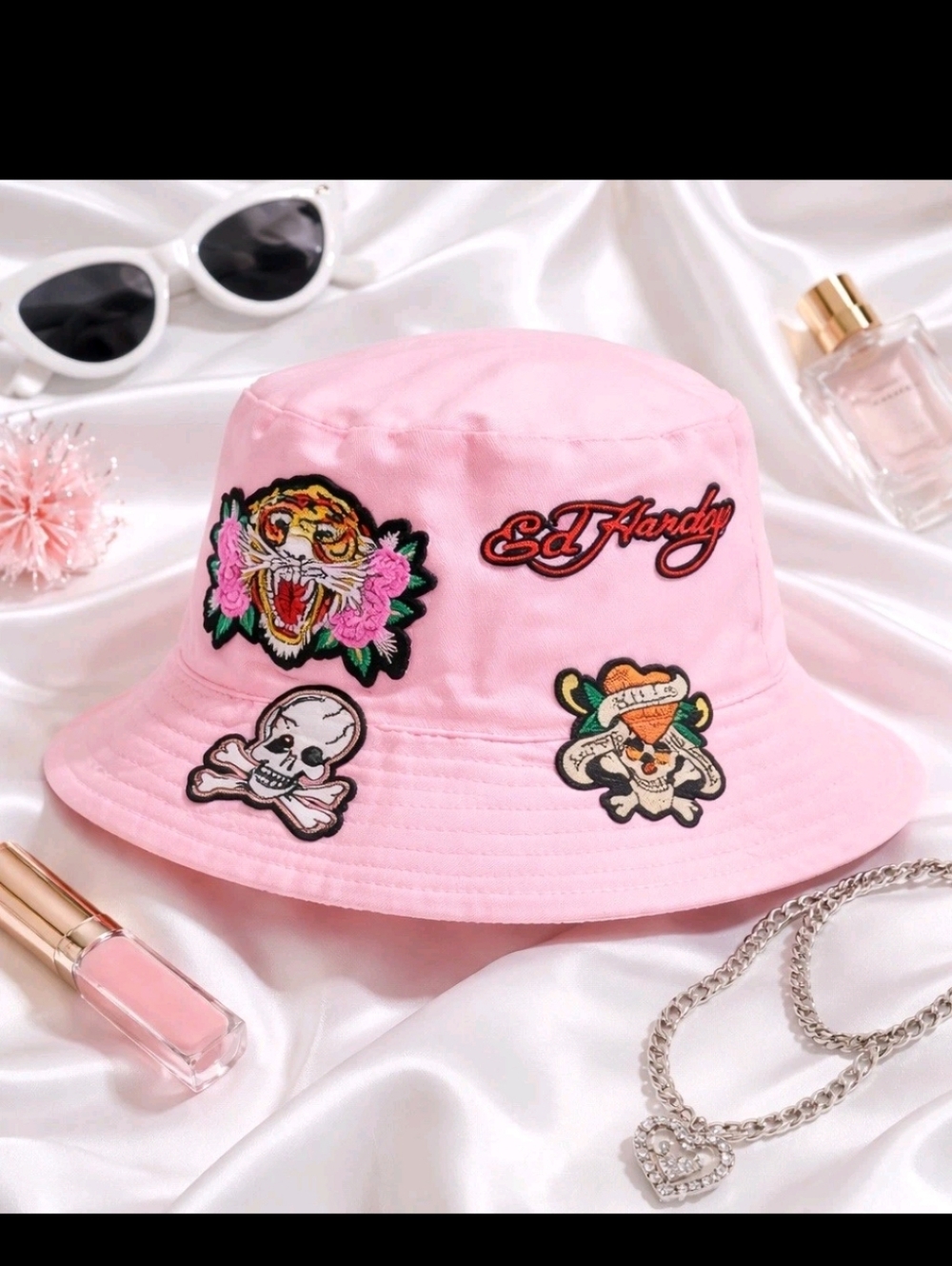 NWT Tiger's Heart Ed Hardy Bucket Hat - Pink/combo